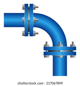 Pipe vector and flange fitting isolated on white background. Part of pipeline system for transport liquid and gas in oil industry, plumbing, water supply, drainage, irrigation and water treatment etc.