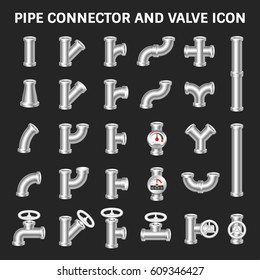Pipe vector. Thread fitting type. Include control valve and pressure gauge or manometer. For pipeline construction and transportation fluid or gas i.e. crude, oil, natural gas, sewage, wastewater etc.