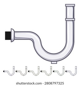 pipe waste drain trap cartoon. sewer odor, blockage installation, maintenance cleaning pipe waste drain trap sign colorful illustration