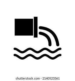 Pipe and waste water icon isolated on a white background, chemical water pollution.