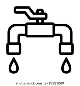 Pipe with water drop icon line style transparent illustration