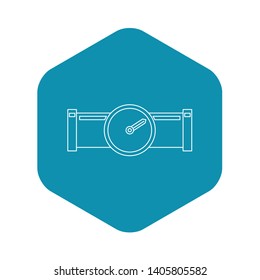 Pipe with water meter icon. Outline illustration of pipe with water meter vector icon for web