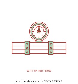 Pipe and water meter vector icon
