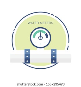 Pipe and water meter vector icon