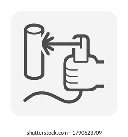 Pipe welding work and welding tools vector icon design.