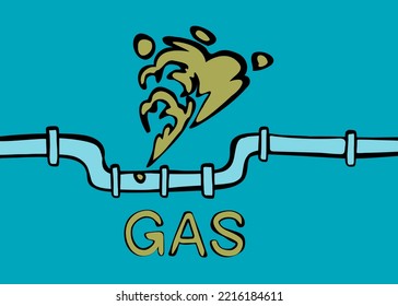 A pipe from which gas escapes. isolated vector graphic.
