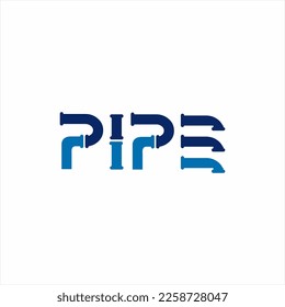 Pipe word design with pipe symbol element in the letter.