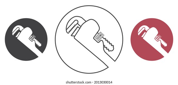 pipe wrench flat or line art logo