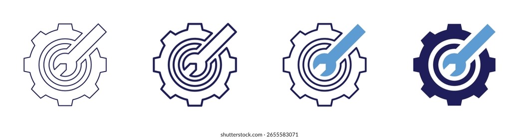 Pipe wrench icon in 4 different styles. Thin Line, Line, Bold Line, Duotone. Duotone style. Editable stroke.
