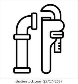 Pipe Wrench Icon Element For Design