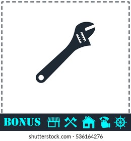 Pipe wrench icon flat. Simple vector symbol and bonus icon