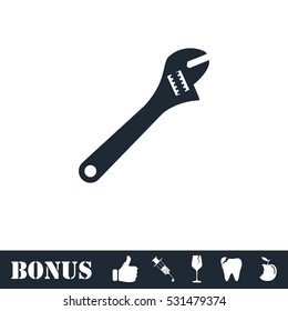 Pipe wrench icon flat. Vector illustration symbol and bonus pictogram