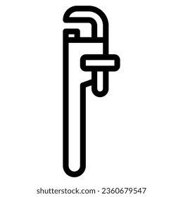 pipe wrench icon in line style isolated on white background. Construction tools, vector illustration for graphic design projects