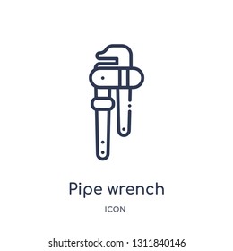 pipe wrench icon from other outline collection. Thin line pipe wrench icon isolated on white background.