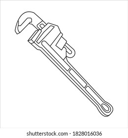 Pipe Wrench Icon Outline. Pipe Wrench Logo. An Illustration Of Pipe Wrench. Perfect Use For Icon, Logo, Web, Pattern, Design, Etc.
