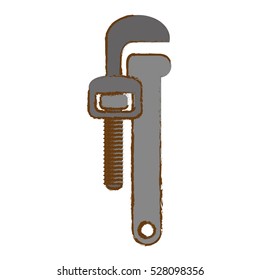 pipe wrench icon over white background. repair tools concept. sketch and draw design.  vector illustration