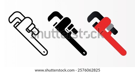 Pipe Wrench icon set. monkey wrench sign. for mobile concept and web design. vector illustration on white background