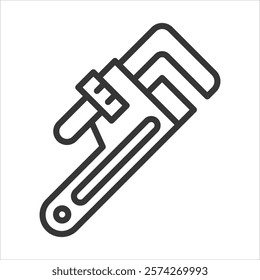 Pipe Wrench Icon Vector Illustration Outline