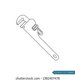 Pipe Wrench Icon Vector Template