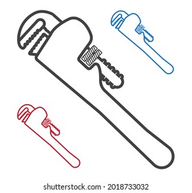 Pipe wrench line icon for apps or website