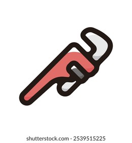 Pipe wrench outline icon for graphic design, apps and websites