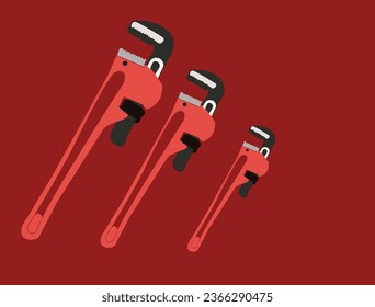 pipe wrench red color vector illustration