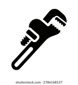 Pipe wrench tool icon with hand tool gas fitter plumbing hardware mechanical