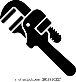 Pipe wrench vector icon construction tool silhouette with plumbing construction hardware maintenance silhouette industrial equipment adjustable mechanic handtool engineering pipewrench