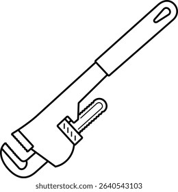 Pipe wrench. Vector outline icon.