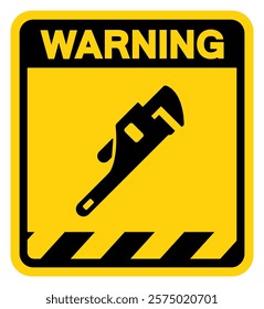 Pipe Wrench Warning Sign, Vector Illustration, Isolate On White Background Label.EPS10