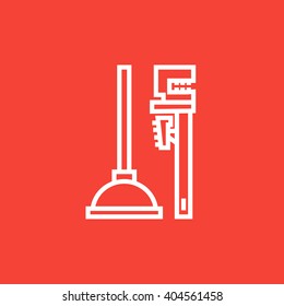 Pipe wrenches and plunger line icon.