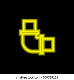 Pipe yellow glowing neon ui ux icon. Glowing sign logo vector