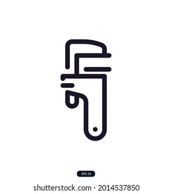 pipe_wrench Icon.  Engineering Related Vector Icons. Contains such Icons as Screwdriver, Manufacturing, Engineer, Production, Settings, and more. Vector Illustration