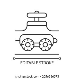 Pipe-inspecting robots linear icon. Robotic crawler. Automatic pipeline inspection. Gas industry. Thin line customizable illustration. Contour symbol. Vector isolated outline drawing. Editable stroke