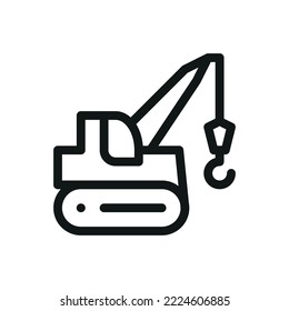 Pipelayer isolated icon, pipeline construction equipment vector symbol with editable stroke