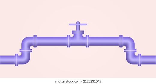 Pipeline 3d background. Pipe for gas, water plumbing, oil. Industry design template. Vector illustration.