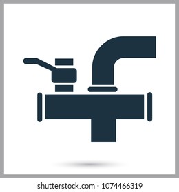 Pipeline assembly with valve simple icon for web and mobile design