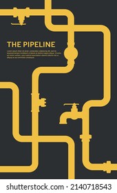 Concepto de tubería. Diseño vectorial plano de petróleo o gas con fondo negro.