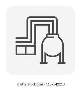 Pipeline construction industry and worker icon, 64x64 perfect pixel and editable stroke.
