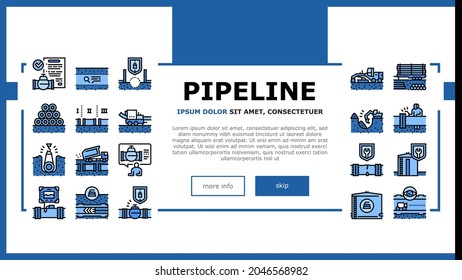Pipeline Construction Landing Web Page Header Banner Template Vector. Installation And Repair Pipeline Construction, Engineering And Welding Pipe Illustration