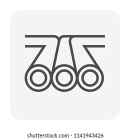 Pipeline construction vector icon. For transport, drainage or supply liquid in power and energy industry i.e.crude, oil, natural gas, gasoline, petroleum. Also for plumbing and irrigation. 64x64 px.