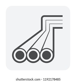 Pipeline construction vector icon. For transport, drainage or supply liquid in power and energy industry i.e.crude, oil, natural gas, gasoline, petroleum. Also for water in plumbing and irrigation.