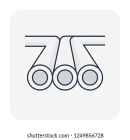 Pipeline construction vector icon. For transport, drainage or supply liquid in power and energy industry i.e.crude, oil, natural gas, gasoline, petroleum. Also for water in plumbing and irrigation.