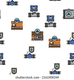 Pipeline Construction Vector Seamless Pattern Thin Line Illustration