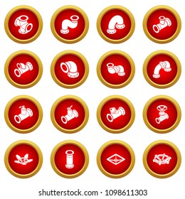 Pipeline constructor icons set. Isometric illustration of 16 pipeline constructor icons set vector icons for web
