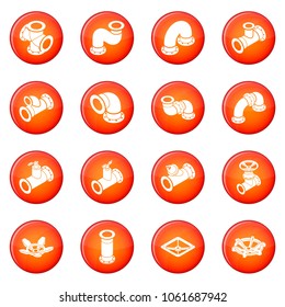 Pipeline constructor icons set vector red circle isolated on white background 