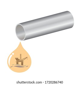 Diseño creativo de tubería con una gota de petróleo. Logo del vector