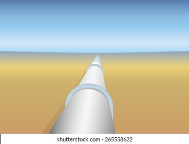 Pipeline in desert. Perspective vector illustration