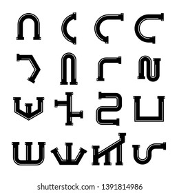 pipeline, duct and connector, joint element icons