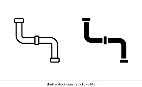 pipeline fittings vector icon set, Steel pipe connector and valve for plumbing and piping work, vector illustration on white background